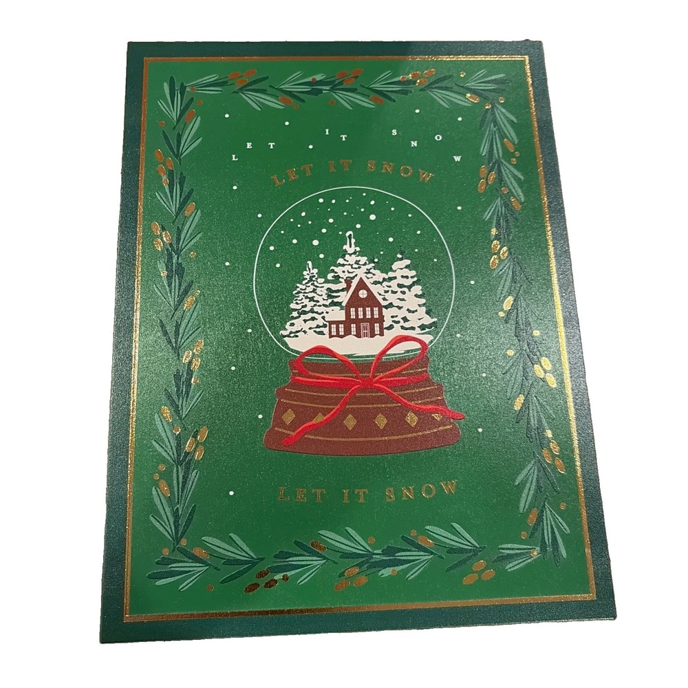 Target Christmas Book Box Storage Let It Snow Green Gold Festive Decor NEW